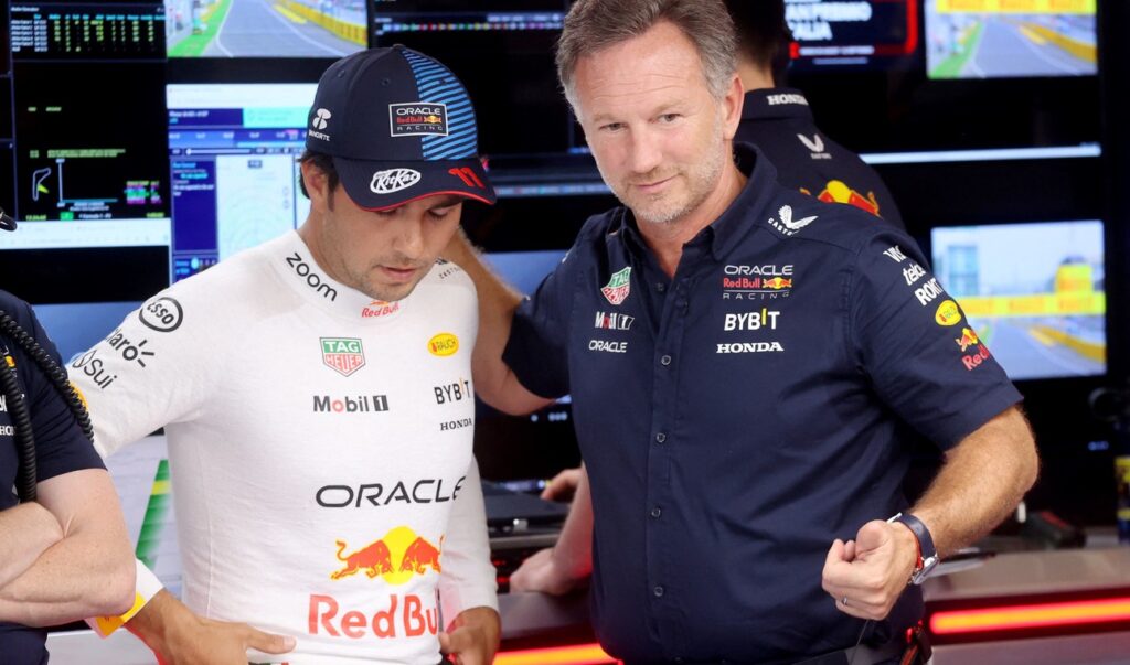 Checo con Christian Horner.