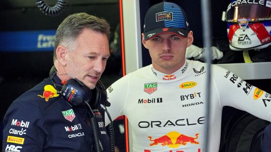 Max-Verstappen-Cristian-Horner Max Verstappen y Christian Horner.