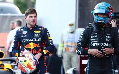Verstappen y George Russell en España